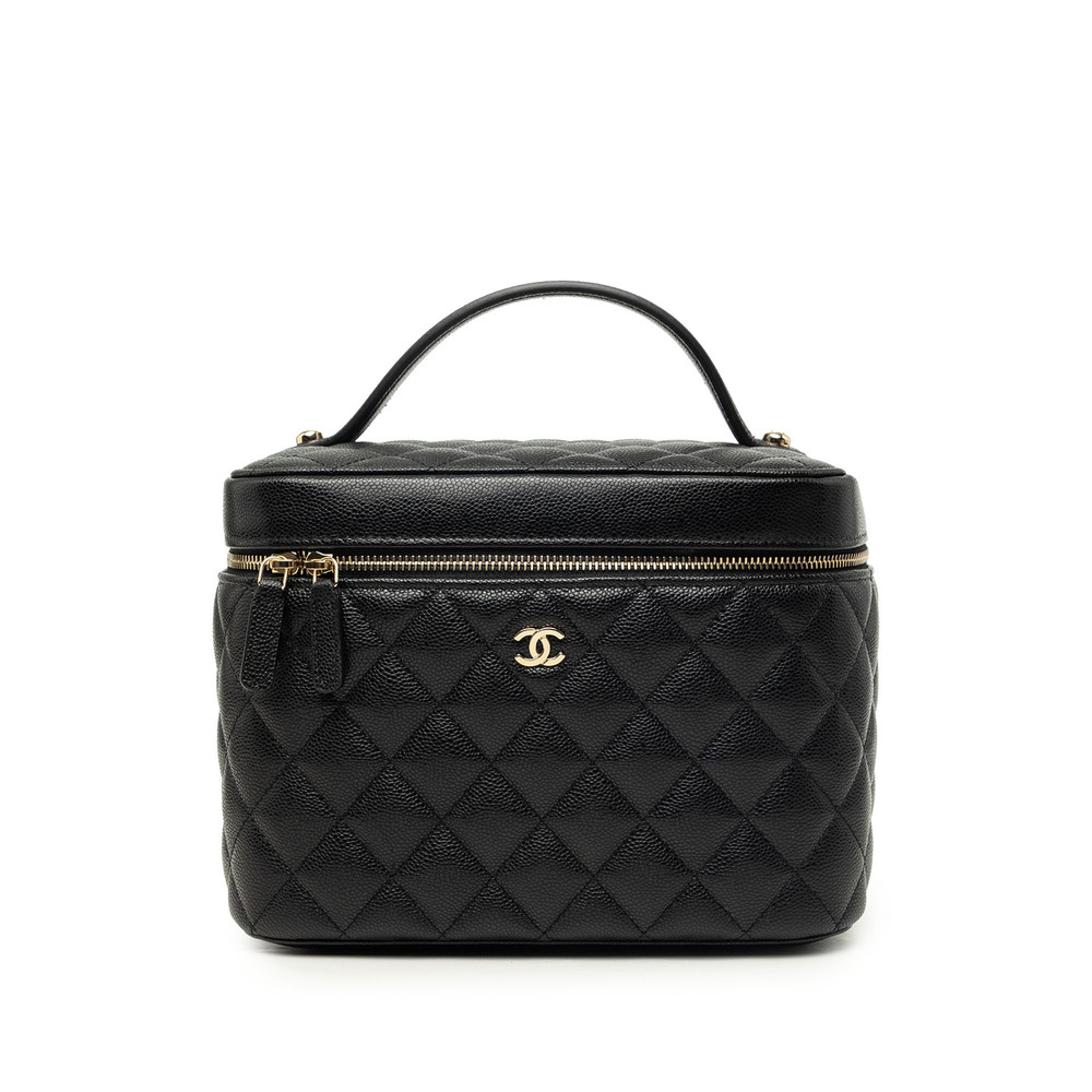 Pre-Loved Chanel Medium CC Quilted  Caviar Vanity Case